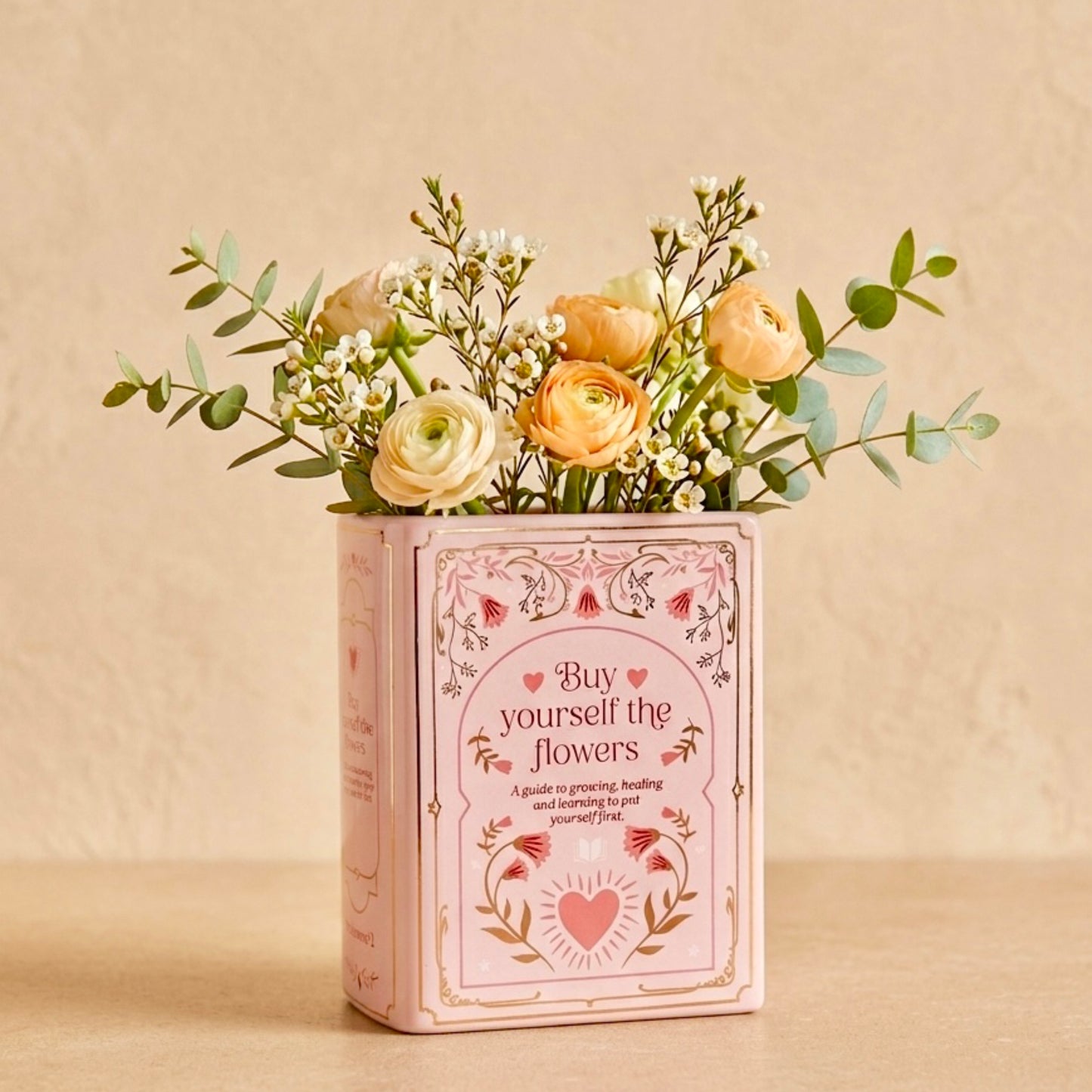 Pink Book Shaped Flower Vase - Pink Flower Vase