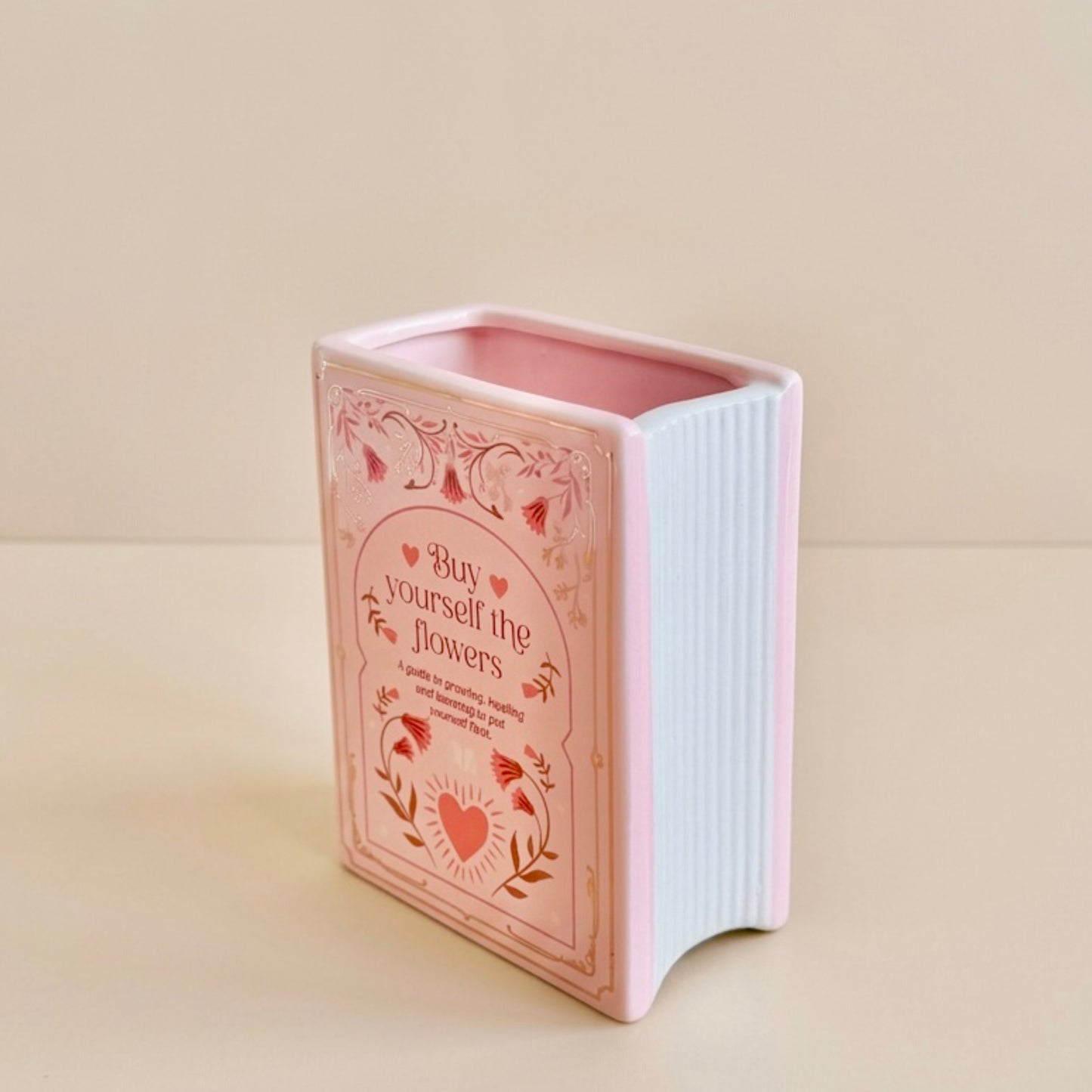 Pink Book Shaped Flower Vase - Pink Flower Vase