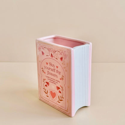 Pink Book Shaped Flower Vase - Pink Flower Vase