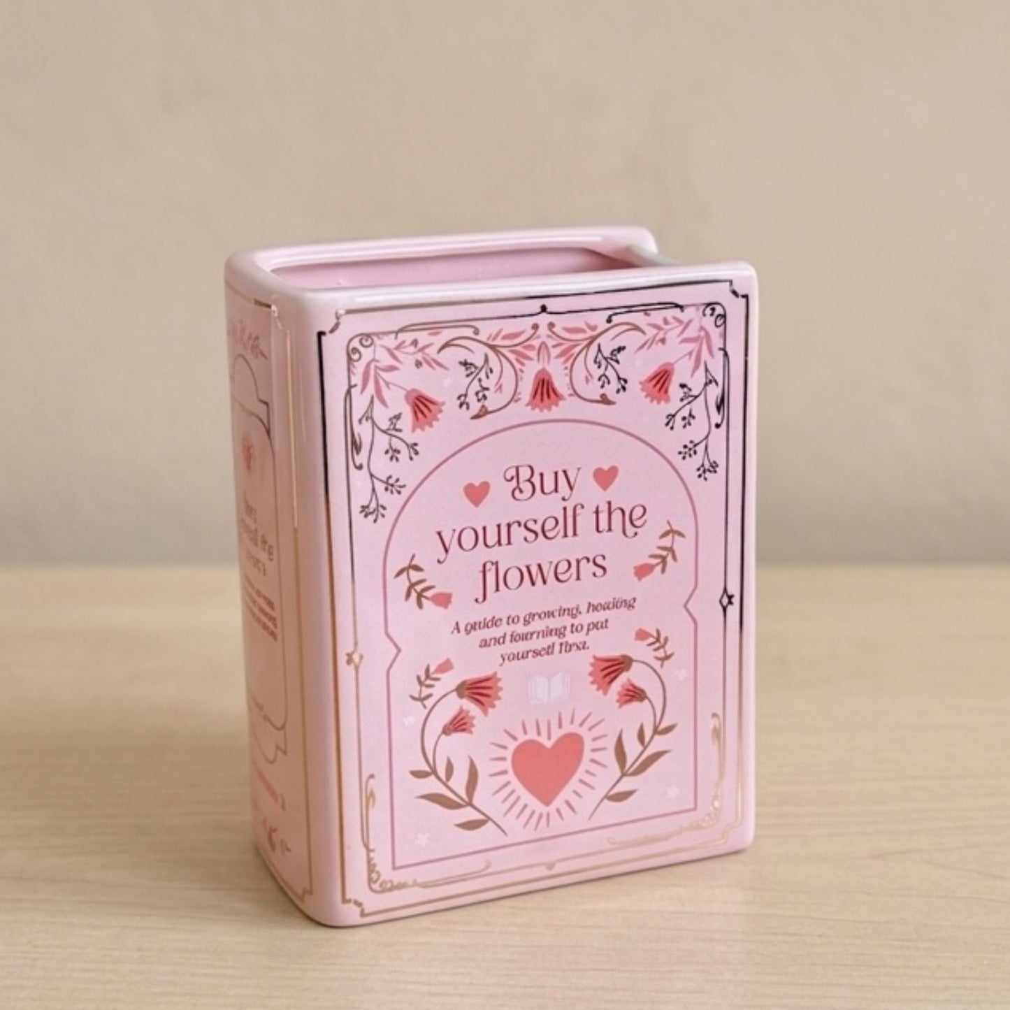 Pink Book Shaped Flower Vase - Pink Flower Vase