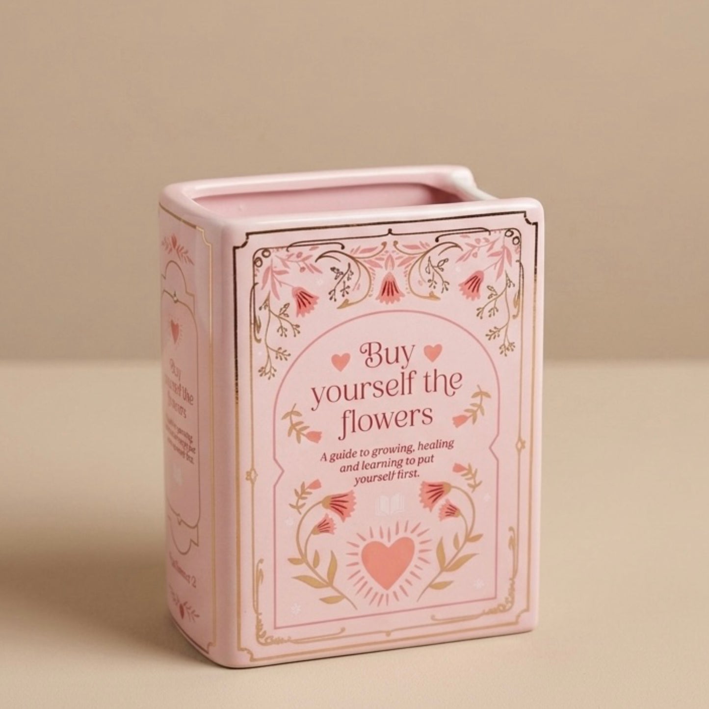 Pink Book Shaped Flower Vase - Pink Flower Vase