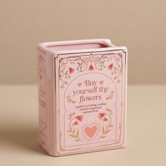 Pink Book Shaped Flower Vase - Pink Flower Vase