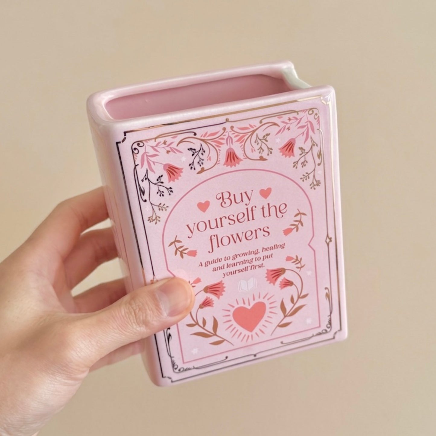 Pink Book Shaped Flower Vase - Pink Flower Vase