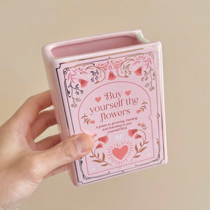 Pink Book Shaped Flower Vase - Pink Flower Vase