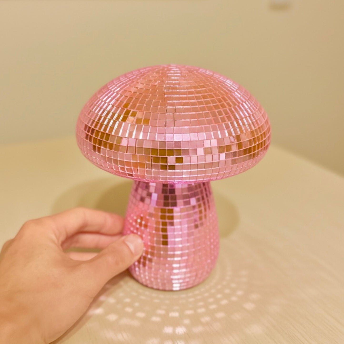 Glitter Ball Mirror Lamp - Pink Mushroom Desk Lamp