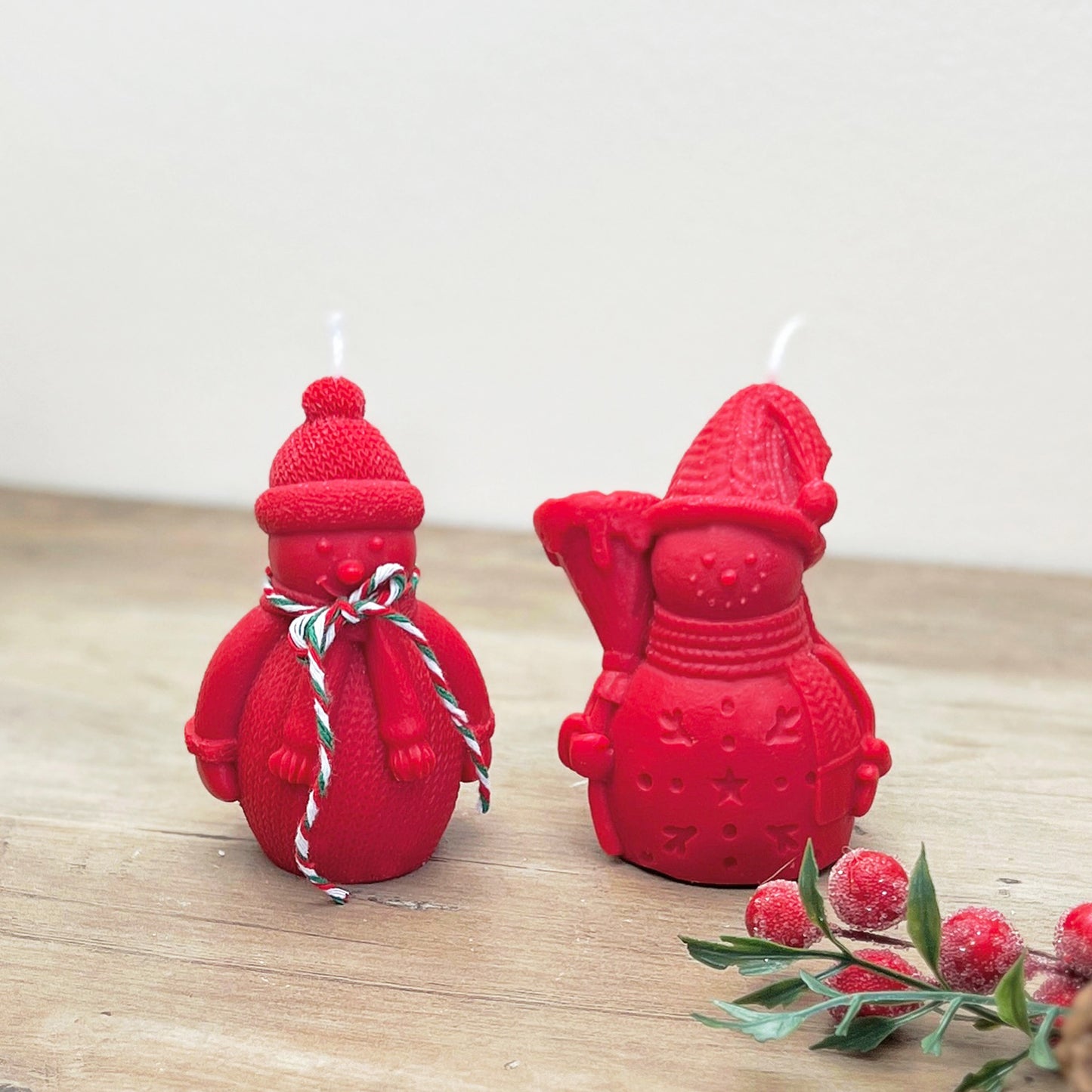 Red Christmas Snowman Candle - Snowmen Christmas Decoration Candles