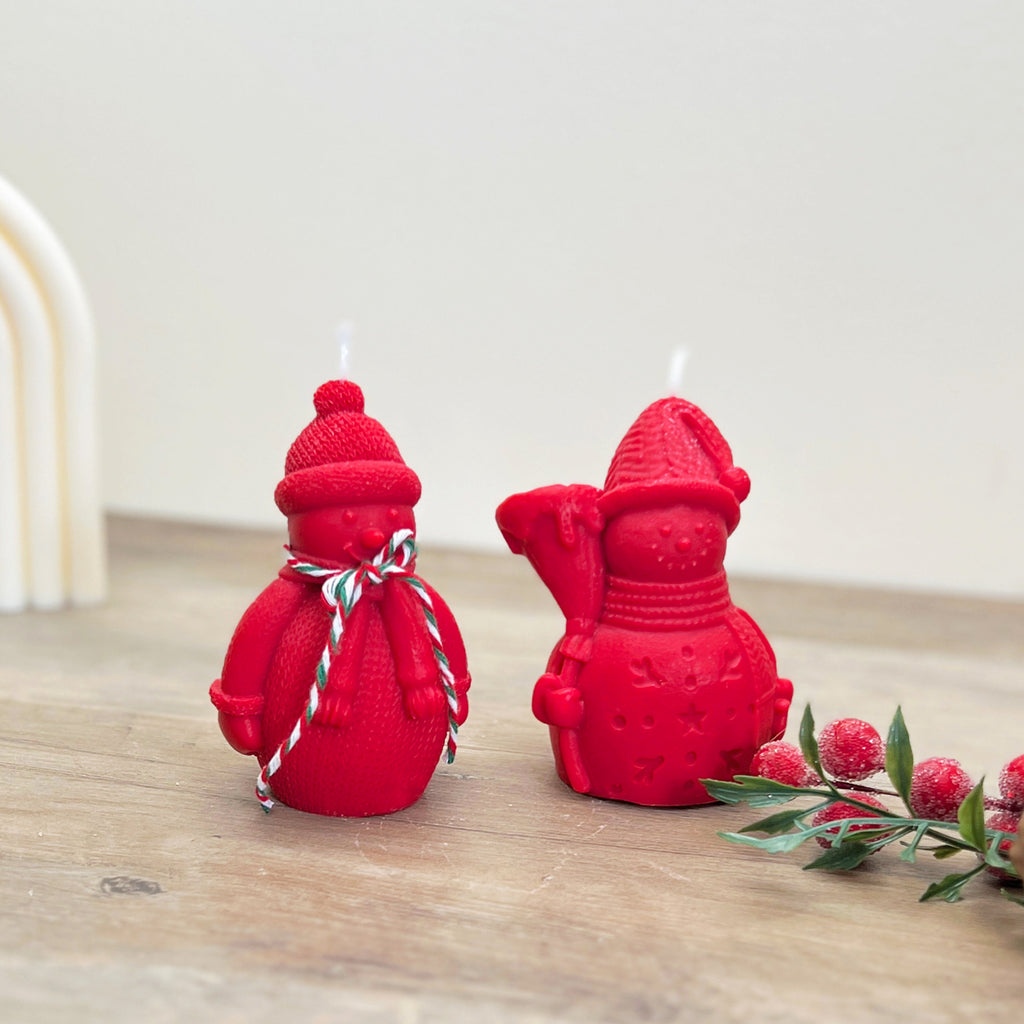 Red Christmas Snowman Candle - Snowmen Christmas Decoration Candles