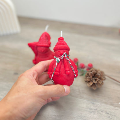 Red Christmas Snowman Candle - Snowmen Christmas Decoration Candles