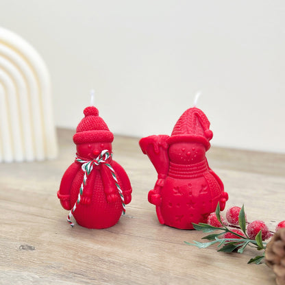 Red Christmas Snowman Candle - Snowmen Christmas Decoration Candles