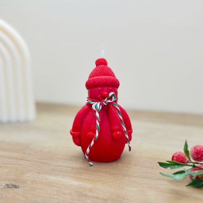 Red Christmas Snowman Candle - Snowmen Christmas Decoration Candles