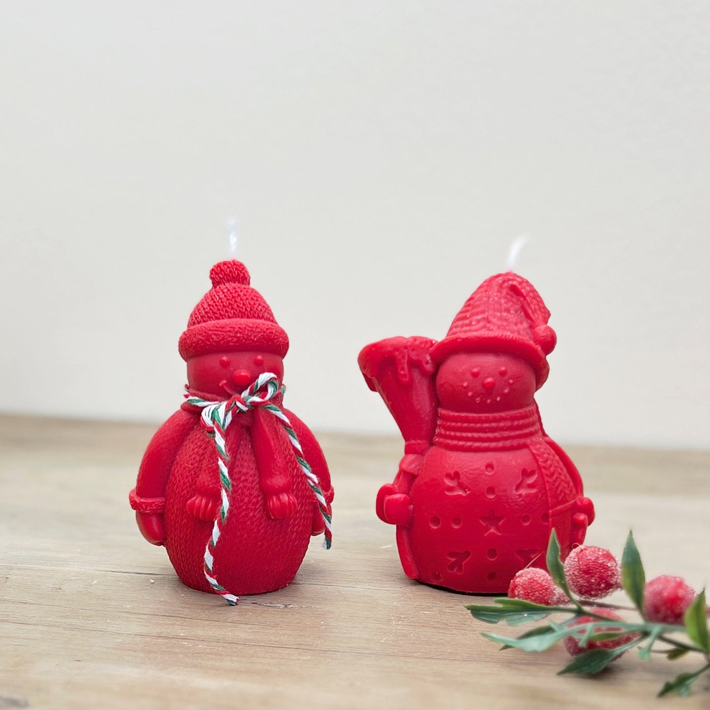 Red Christmas Snowman Candle - Snowmen Christmas Decoration Candles