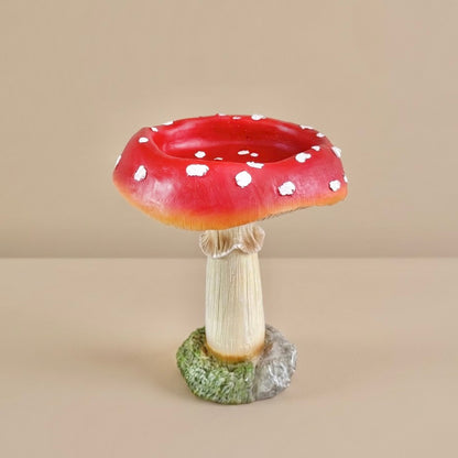 Red Toadstool Bird Bath and Bird Feeder - Mushroom Garden Decor