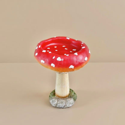 Red Toadstool Bird Bath and Bird Feeder - Mushroom Garden Decor