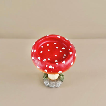 Red Toadstool Bird Bath and Bird Feeder - Mushroom Garden Decor