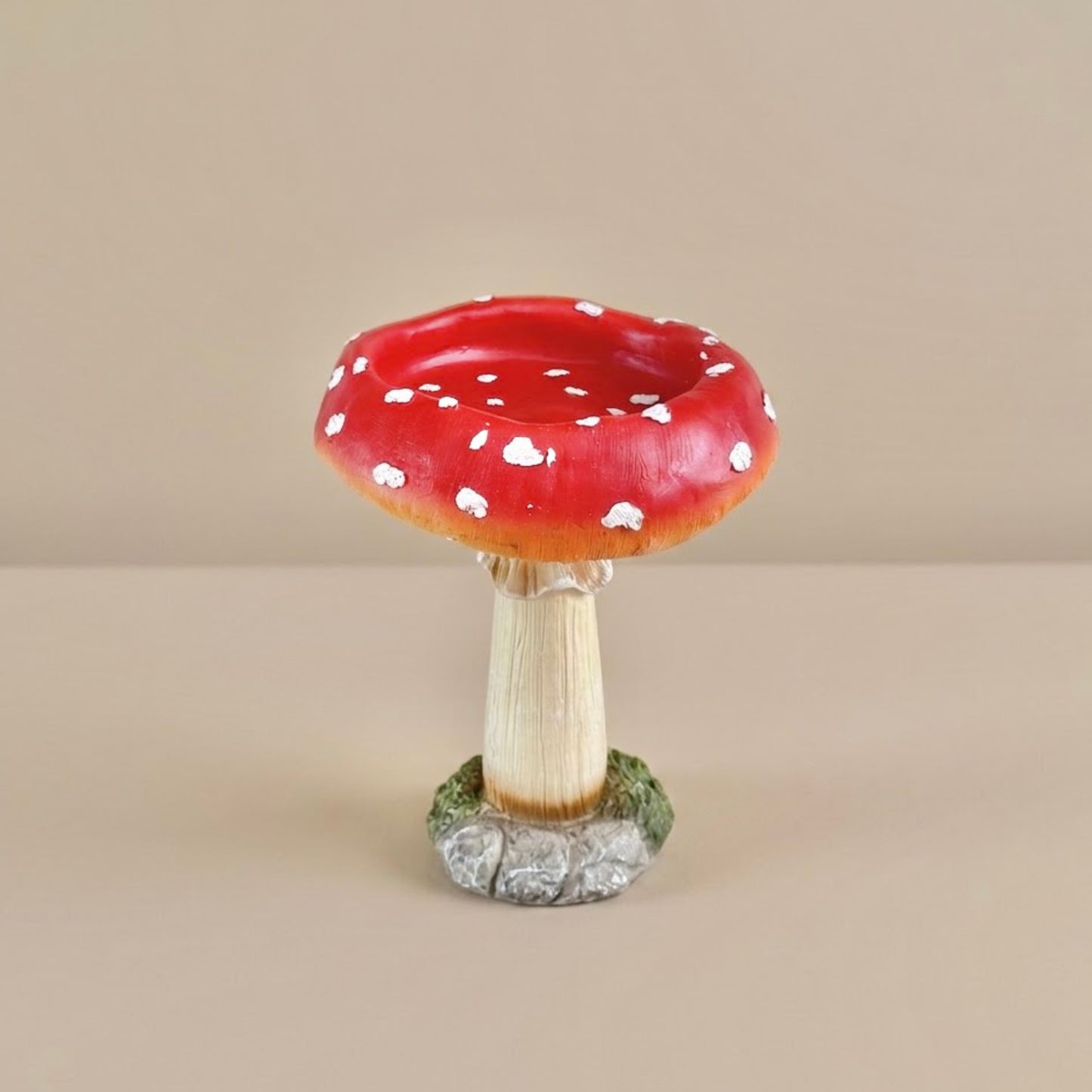 Red Toadstool Bird Bath and Bird Feeder - Mushroom Garden Decor