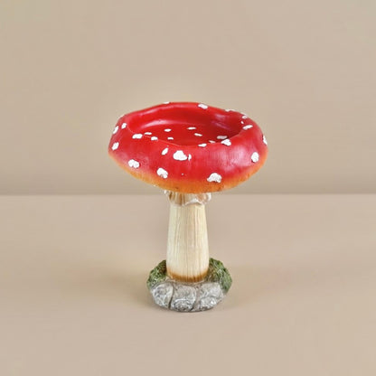 Red Toadstool Bird Bath and Bird Feeder - Mushroom Garden Decor
