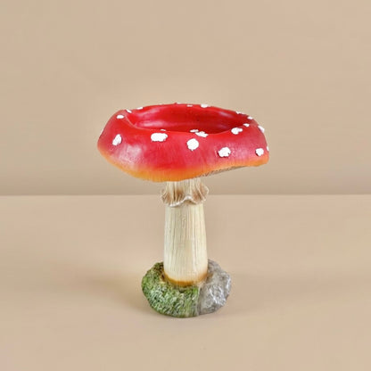 Red Toadstool Bird Bath and Bird Feeder - Mushroom Garden Decor