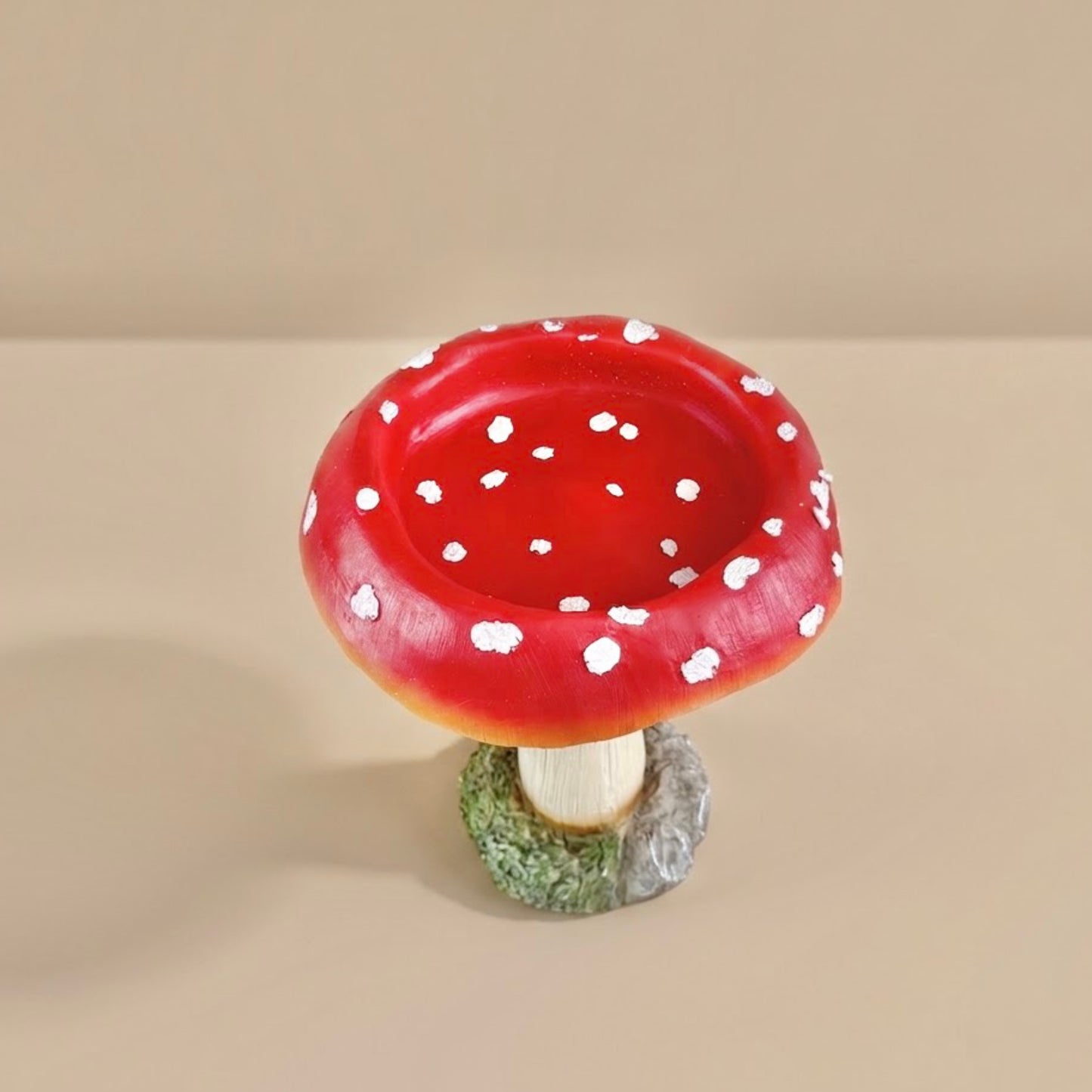 Red Toadstool Bird Bath and Bird Feeder - Mushroom Garden Decor