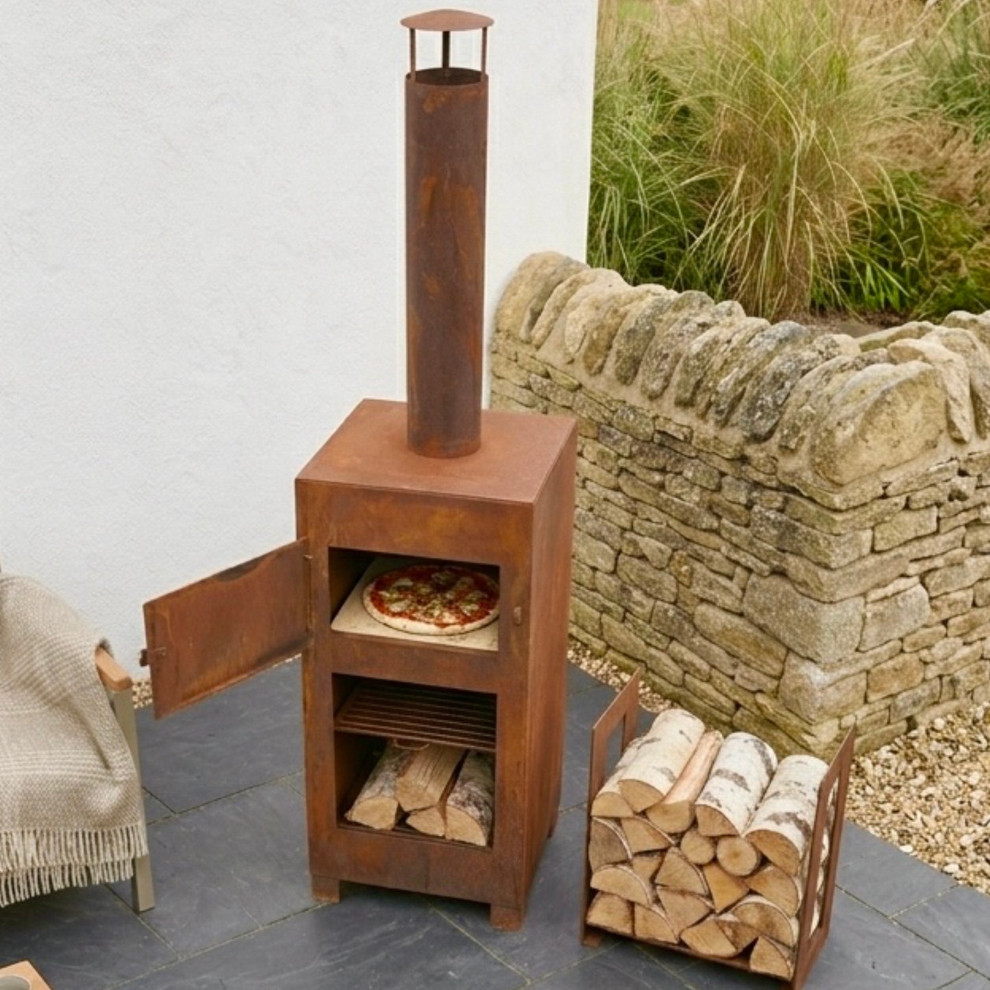 Rustic Steel Garden Pizza Oven & Outdoor Patio Heater