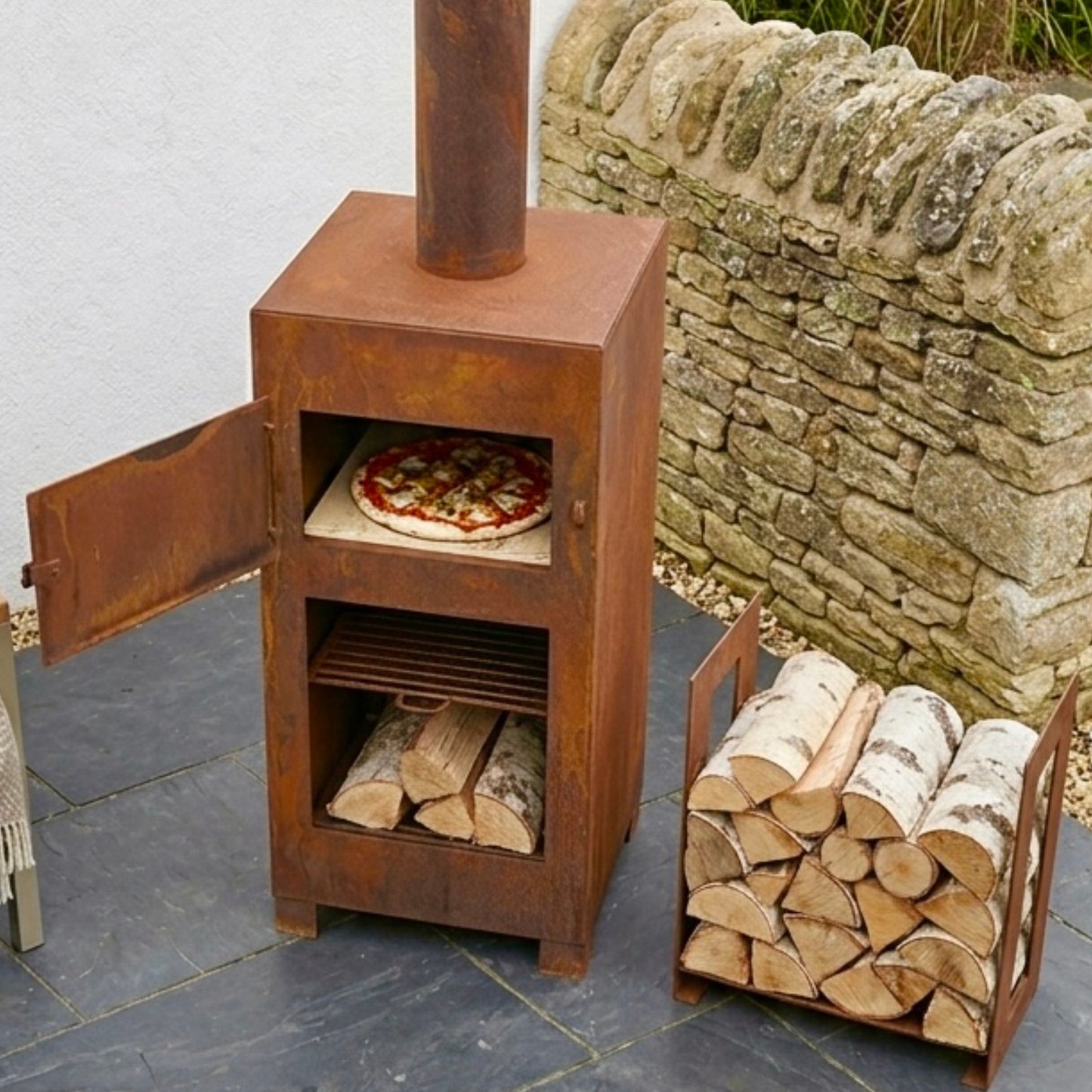 Rustic Steel Garden Pizza Oven & Outdoor Patio Heater