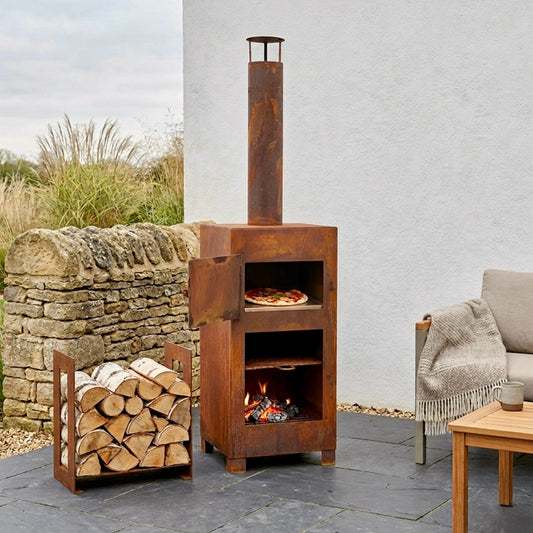 Rustic Steel Garden Pizza Oven & Outdoor Patio Heater