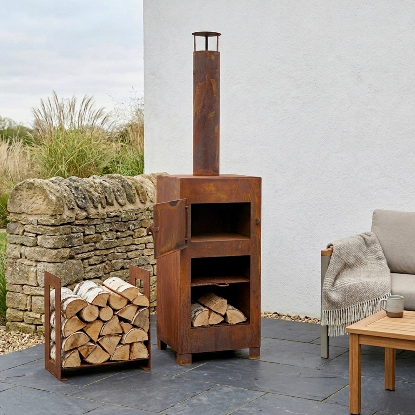 Rustic Steel Garden Pizza Oven & Outdoor Patio Heater