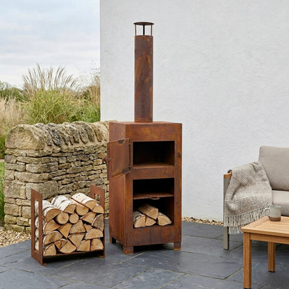 Rustic Steel Garden Pizza Oven & Outdoor Patio Heater