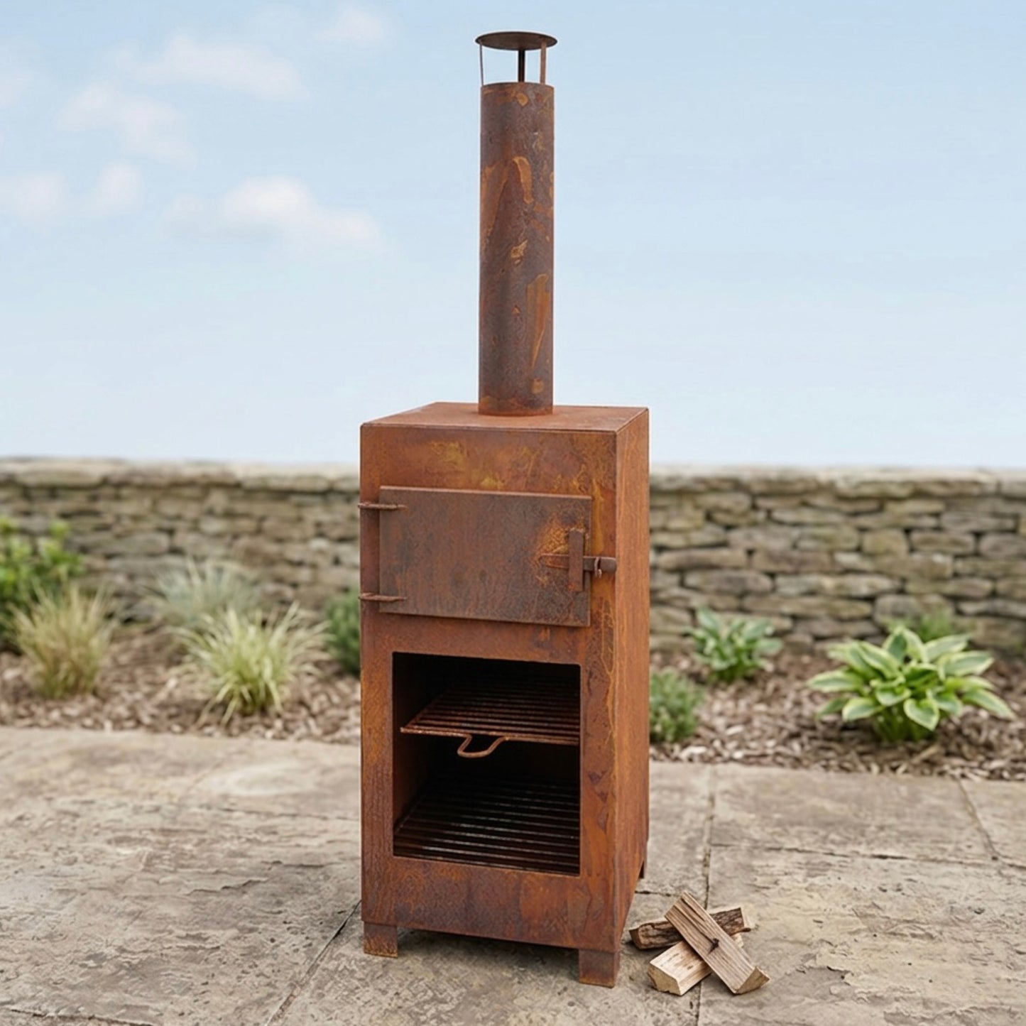 Rustic Steel Garden Pizza Oven & Outdoor Patio Heater
