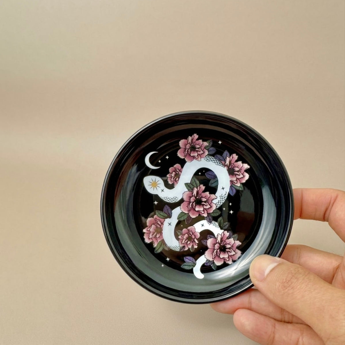 Floral Snake Trinket Tray – Ceramic Jewellery Dish & Catchall Dish