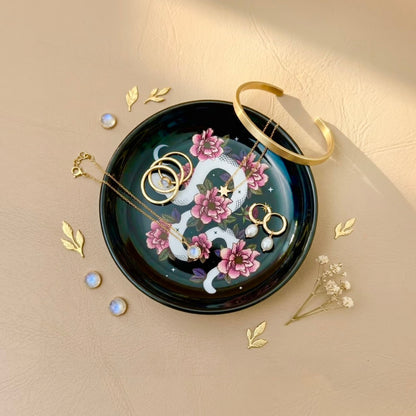 Floral Snake Trinket Tray – Ceramic Jewellery Dish & Catchall Dish