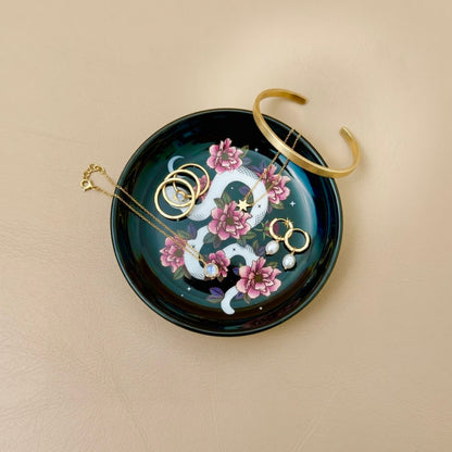Floral Snake Trinket Tray – Ceramic Jewellery Dish & Catchall Dish