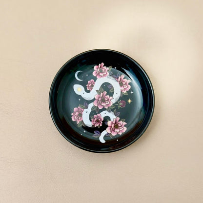 Floral Snake Trinket Tray – Ceramic Jewellery Dish & Catchall Dish