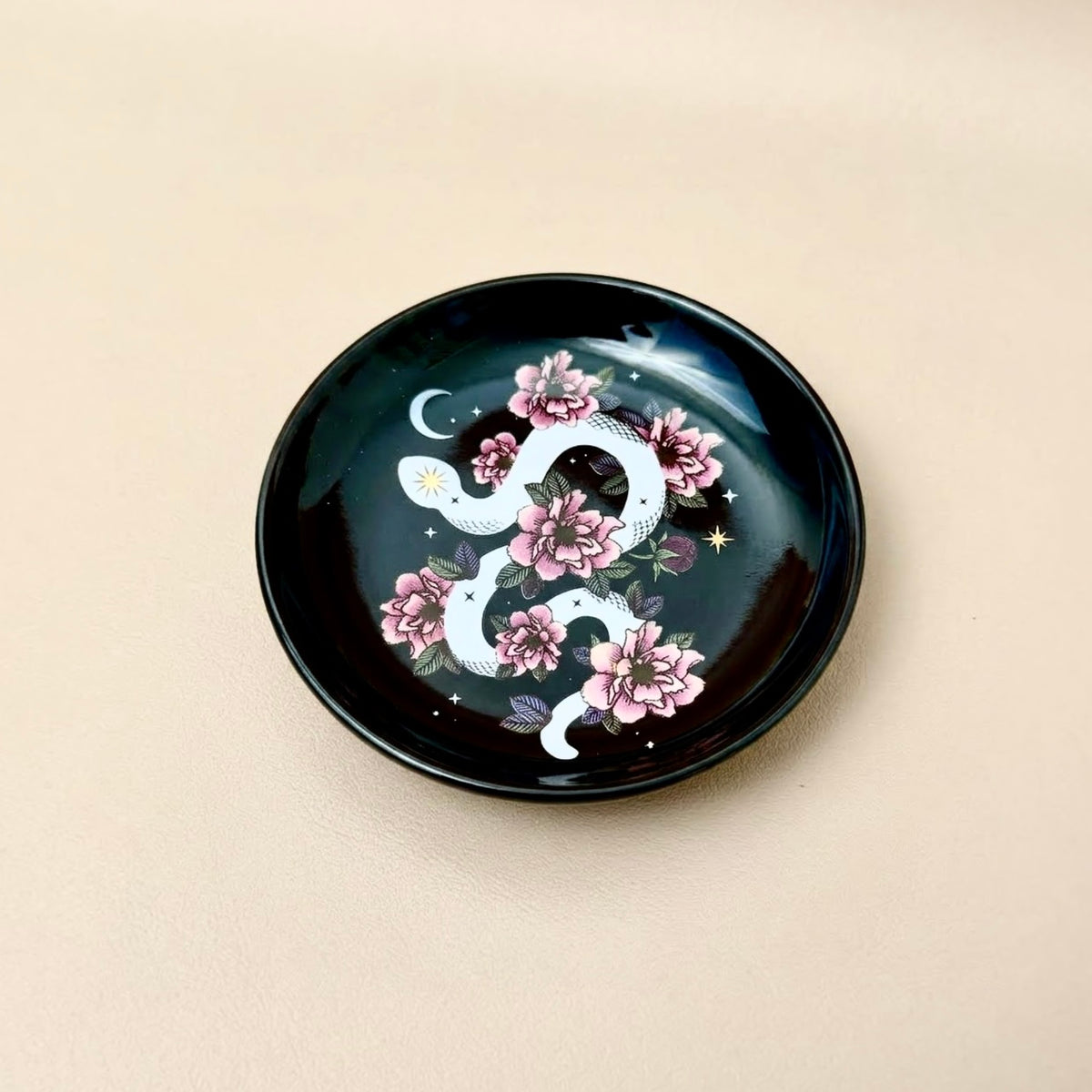 Floral Snake Trinket Tray – Ceramic Jewellery Dish & Catchall Dish