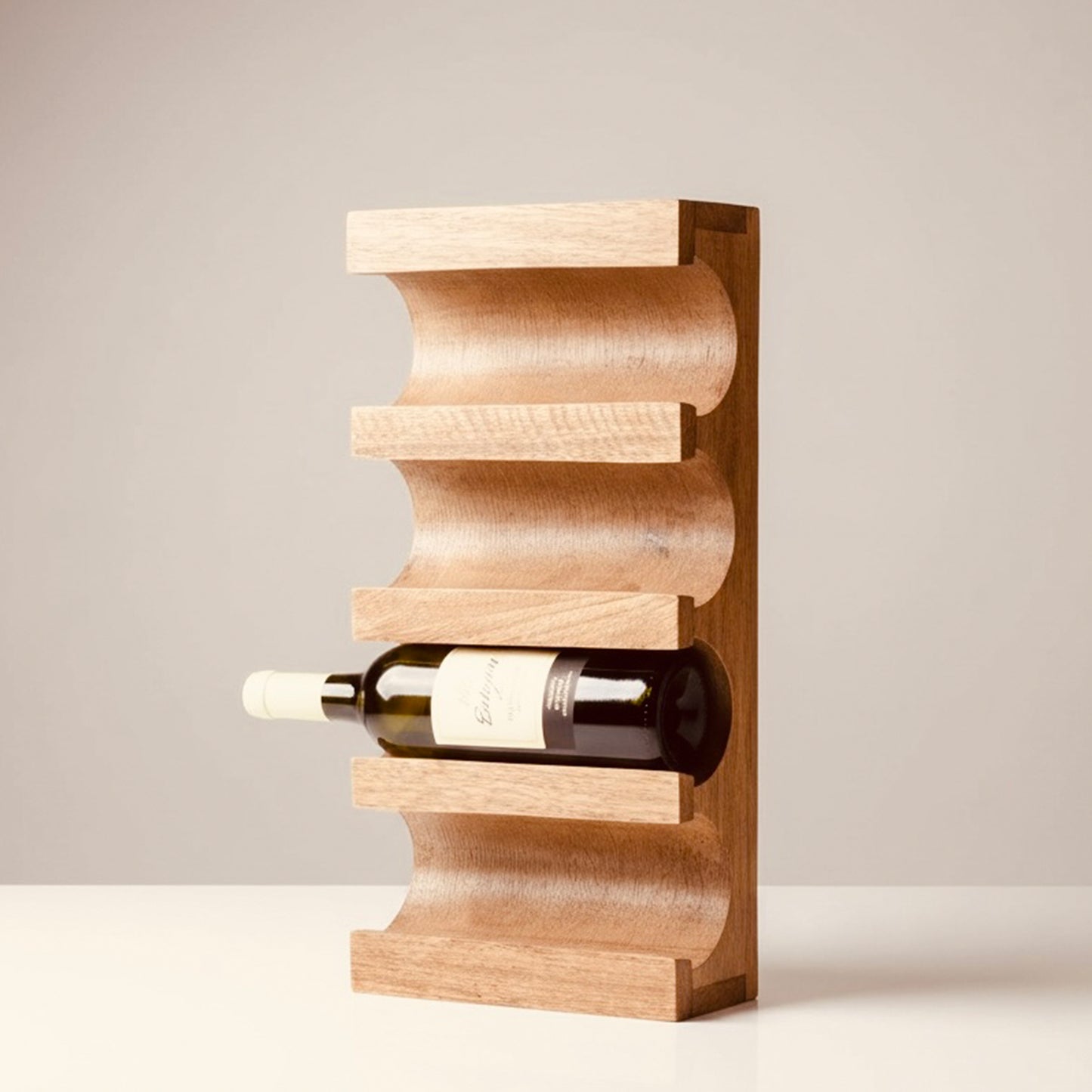 Wall Mounted Wooden Wine Rack - 4 Wine Bottle Holder - Home Bar - Gifts for Him