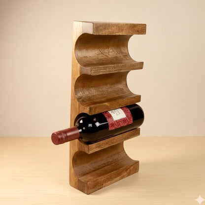 Wall Mounted Wooden Wine Rack - 4 Wine Bottle Holder - Home Bar - Gifts for Him