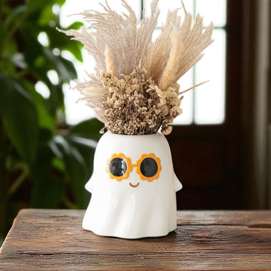 Spooky Ghost Flower Vase - White Halloween Vase