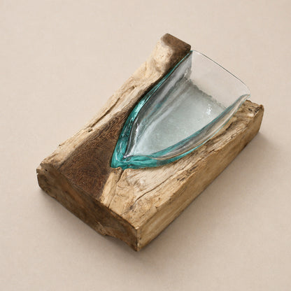 V shaped Molten Glass Vase - Melted Glass Decorative Bowl