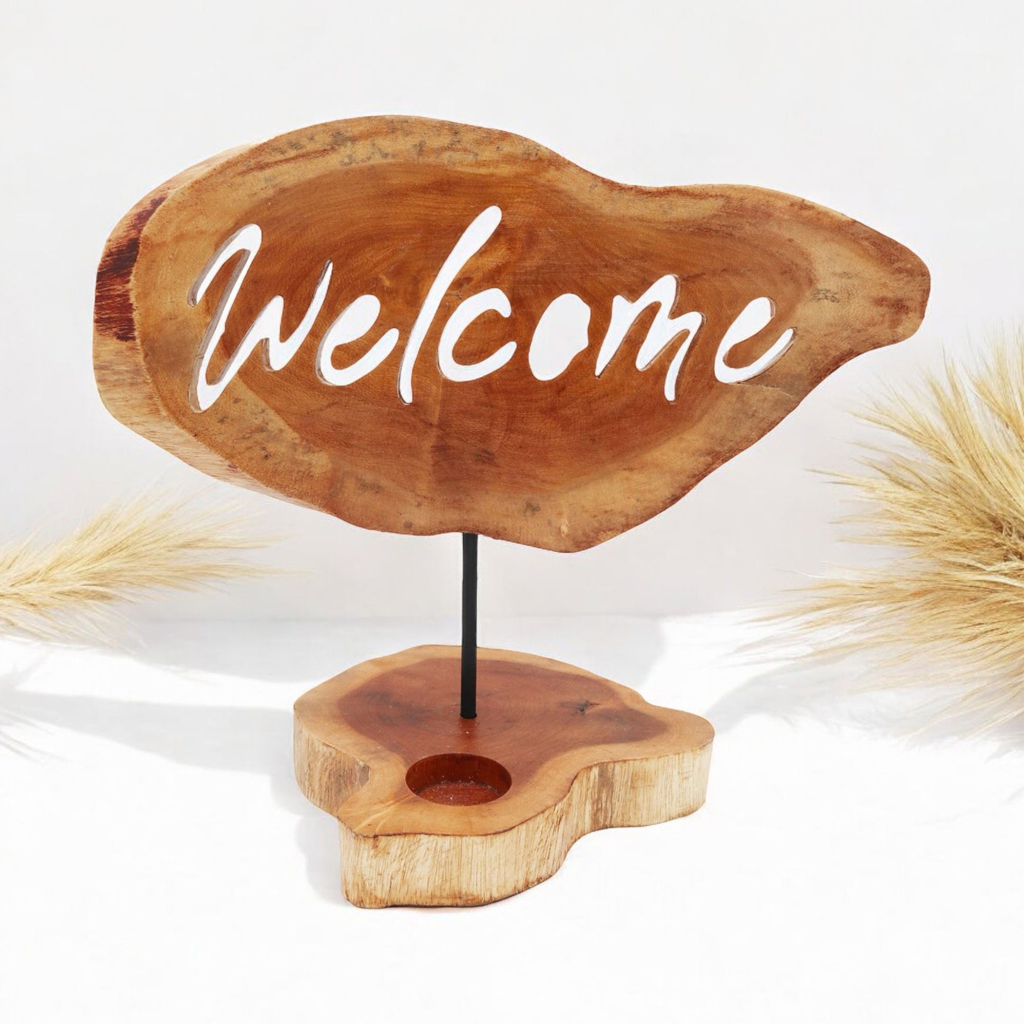 Welcome Tealight Holder - Welcome Home Candle Holder - Rustic Home Decor
