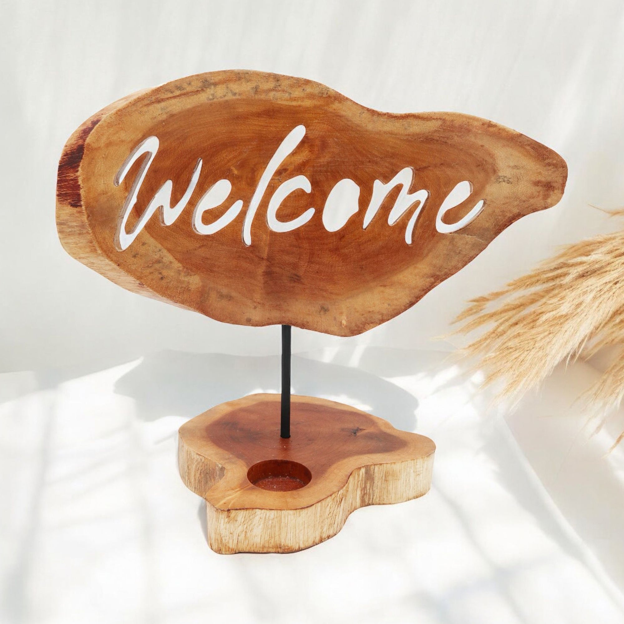 Welcome Tealight Holder - Welcome Home Candle Holder - Rustic Home Decor