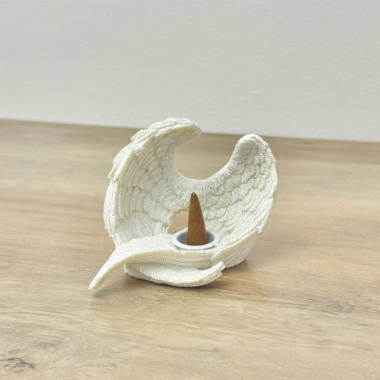 Angel Wing Incense Cone Holder - White Angel Remembrance Gift