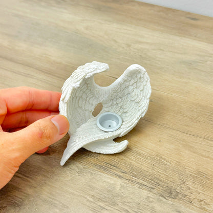 Angel Wing Incense Cone Holder - White Angel Remembrance Gift