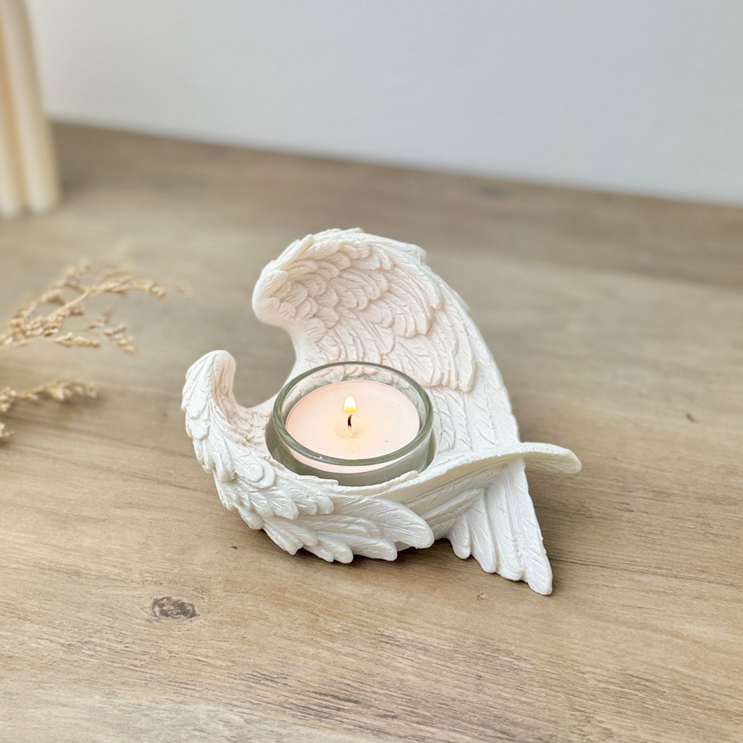 White Angel Wing Candle Holder - Christening Gifts - Remembrance Gift - Angel Wing Votive Holder