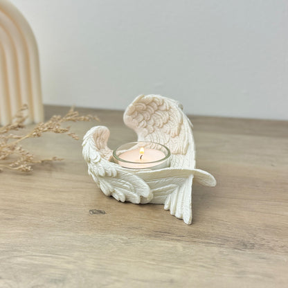 White Angel Wing Candle Holder - Christening Gifts - Remembrance Gift - Angel Wing Votive Holder