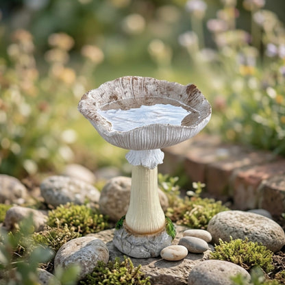 White Mushroom Bird Bath & Bird Feeder – Garden Ornament
