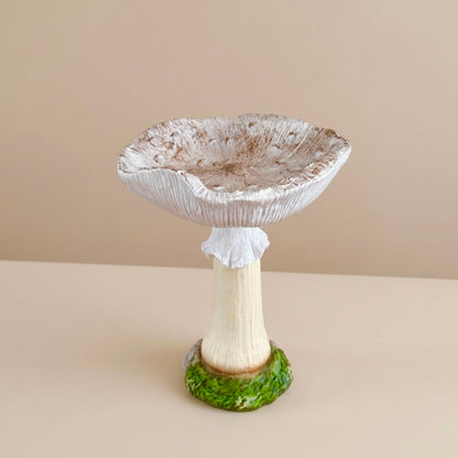 White Mushroom Bird Bath & Bird Feeder – Garden Ornament