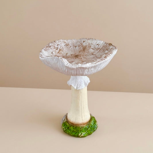 White Mushroom Bird Bath & Bird Feeder – Garden Ornament