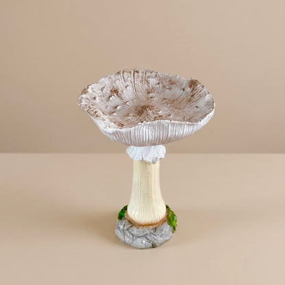 White Mushroom Bird Bath & Bird Feeder – Garden Ornament