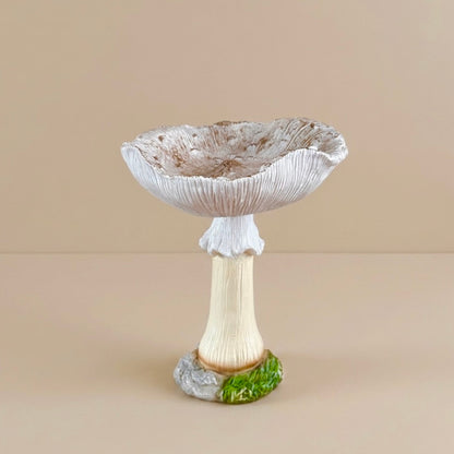 White Mushroom Bird Bath & Bird Feeder – Garden Ornament