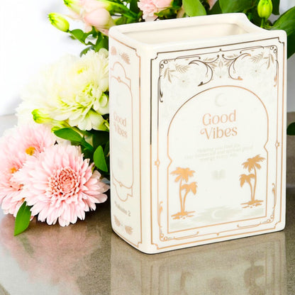 White Book Shaped Flower Vase - Flower Gifts for Mum
