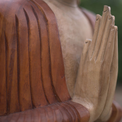 Solid Wood Buddha Statue - Large Wooden Buddha Statuette - Buddha Home Decor - Buddha Gifts